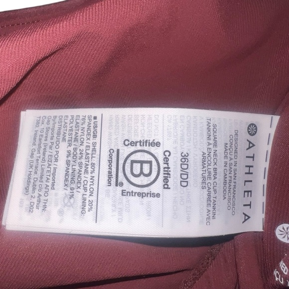 Athleta Square Neck Bra Cup Tankini 36D/DD Hero Bloom Floral Underwire Support - Picture 7 of 10